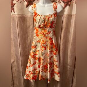 Madison Leigh sleeveless white orange dress size 10